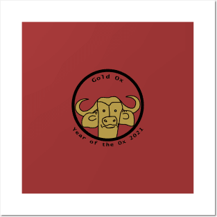 Small Portrait of a Gold Ox for Year of the Ox 2021 Posters and Art